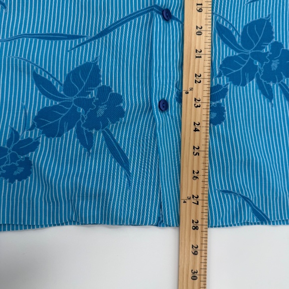 Hilo Hattie Hawaiian Shirt Men Medium Vintage Blue Short Sleeve Button Up Rayon - Picture 9 of 10